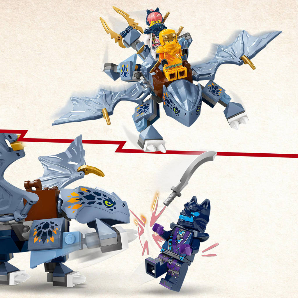 Blauwe draakJonge draak Riyu Rollenspellen Speelgoed Set met 3 Ninja Minifiguren 71810