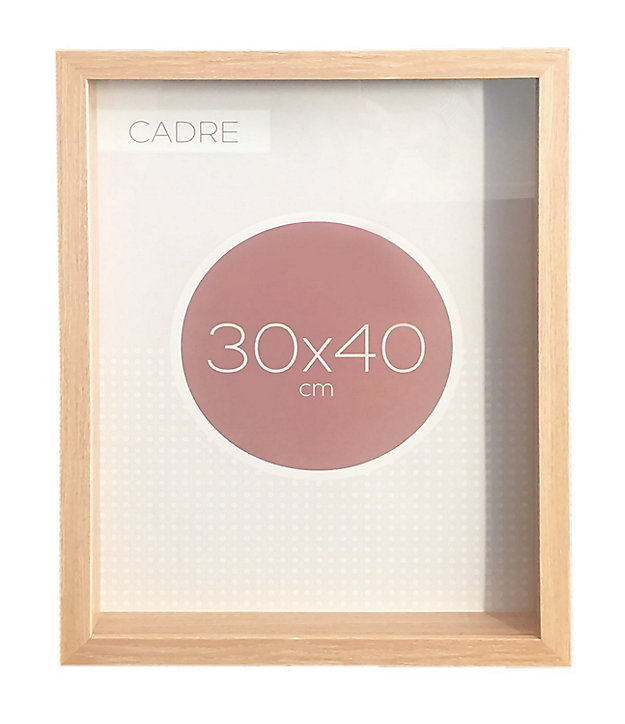Cadre vitrine vide bois l.30 x H.40 cm
