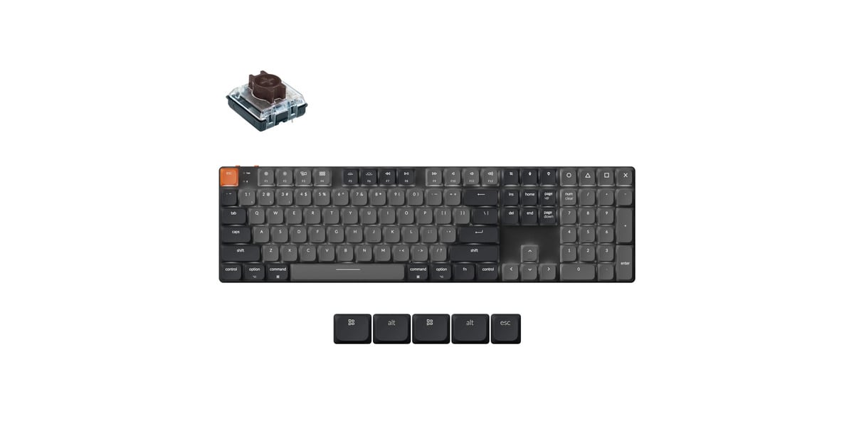 KeychronK5X-A3, toetsenbord  (Zwart, US lay-out, Keychron Mechanical Brown, White, Shine-through ABS Keycaps, Bluetooth / USB-C, Tweedekans)