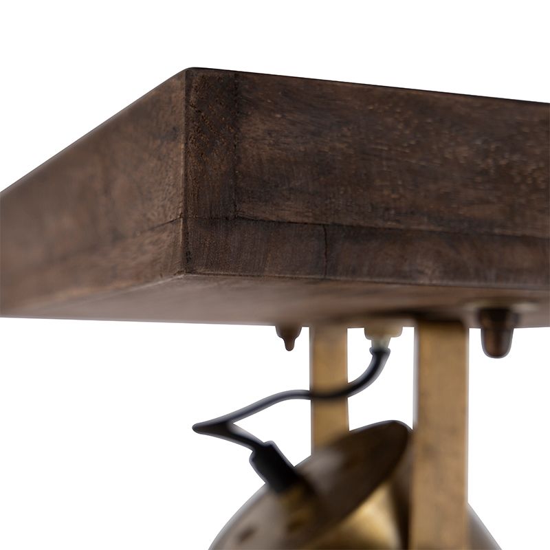 Industriële plafondspot brons met hout 30 cm - Mangoes