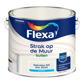 Flexa Strak op de Muur muurverf zijdemat buiten gebroken wit/RAL 9010 2,5 liter