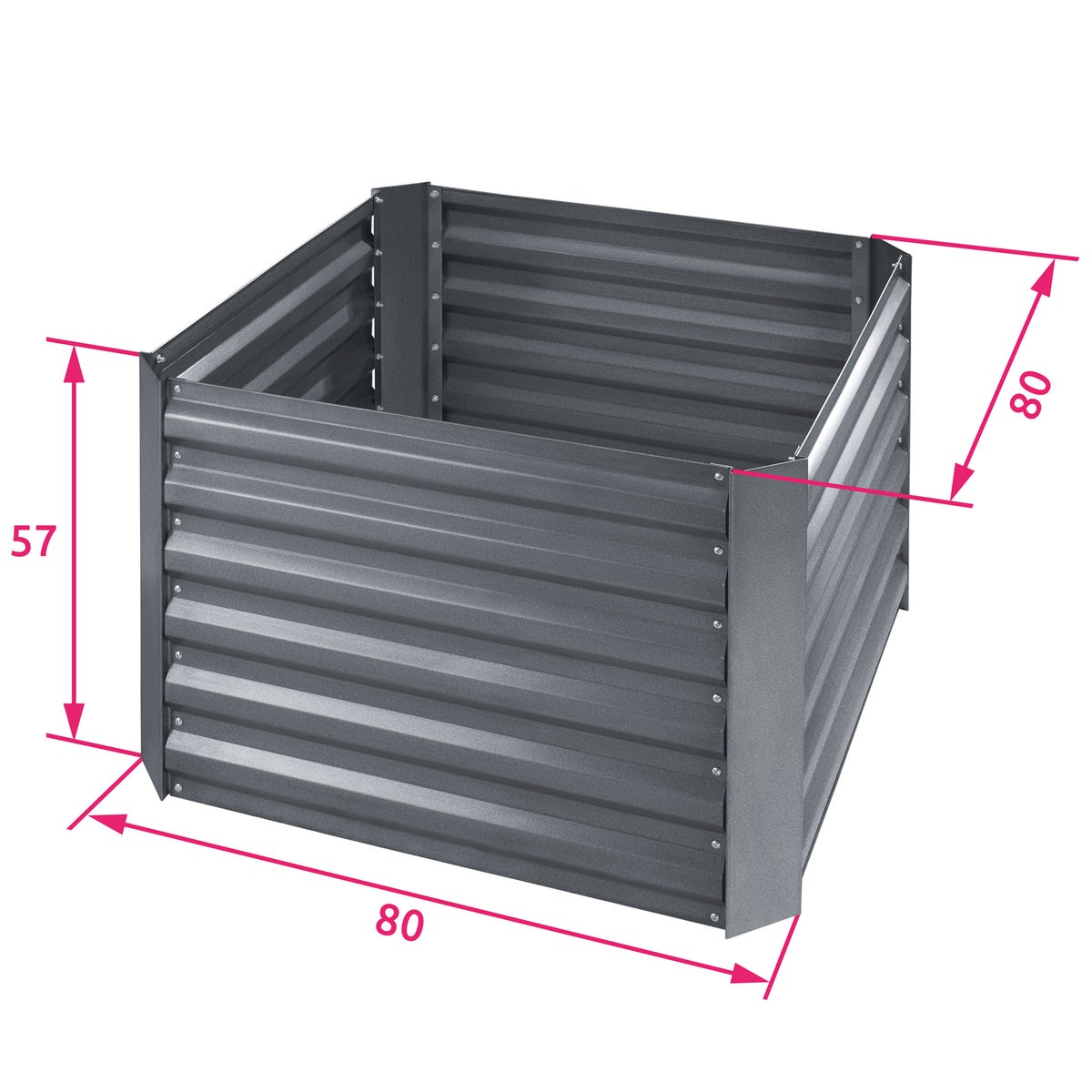 Verhoogd tuinbed tectake Artemisia van gegalvaniseerd staal 80 x 80 x 57 cm