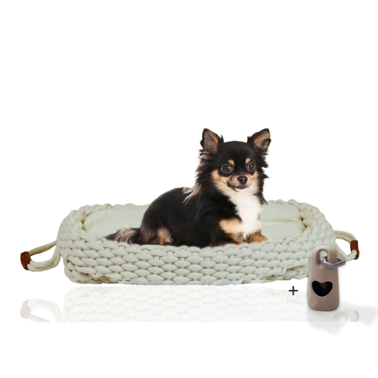 Rohrschneider ® Flauschiges Tierbett inkl. Gratis-Beigabe, Körbchen in Flechtoptik S