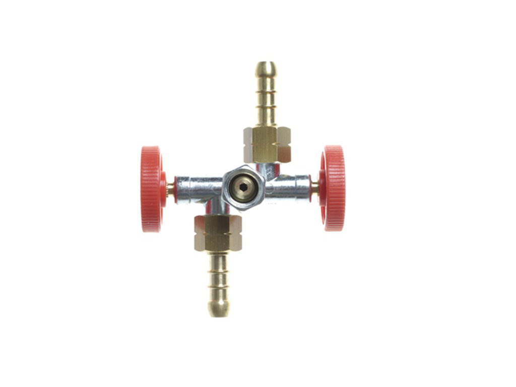 Gimeg 1/4 inch links tweeweg aftakkraan
