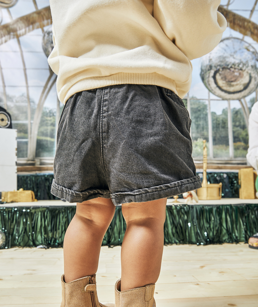 SHORT BÉBÉ FILLE EN DENIM NOIR LESS WATER