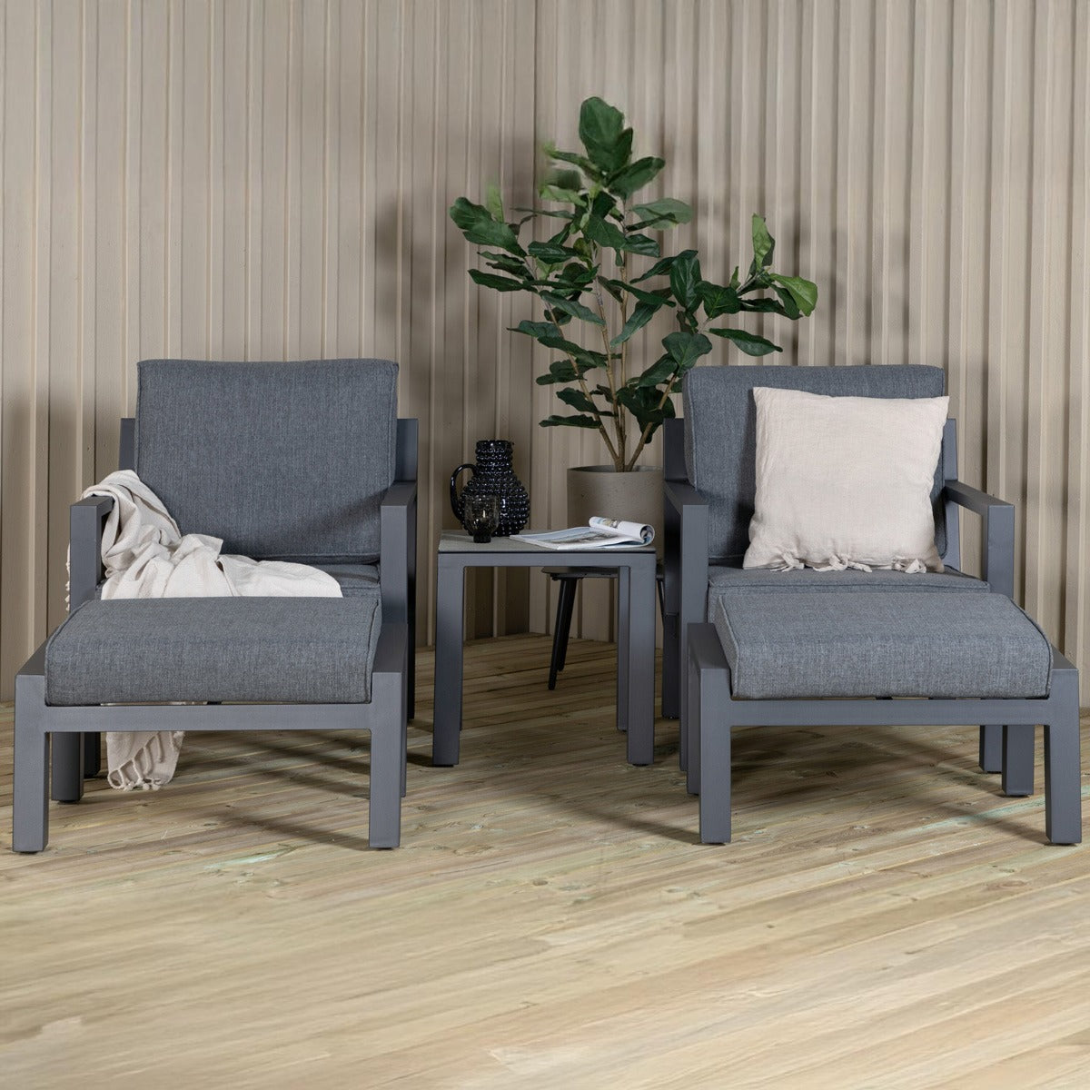 FjÃ´rd - Loungeset Zwart - 5-delig - Barcelona
