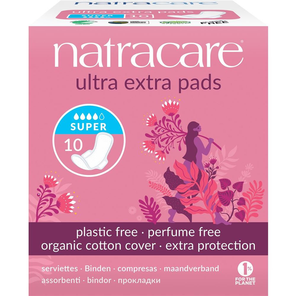 NATRACARE Damenbinden mit Flügel<br>10 Stück, ultra extra super