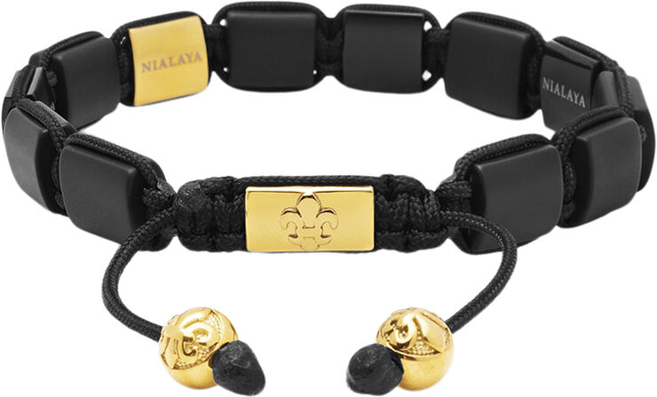 Nialaya The CZ Flatbead Collection - Black Onyx and Black CZ Black