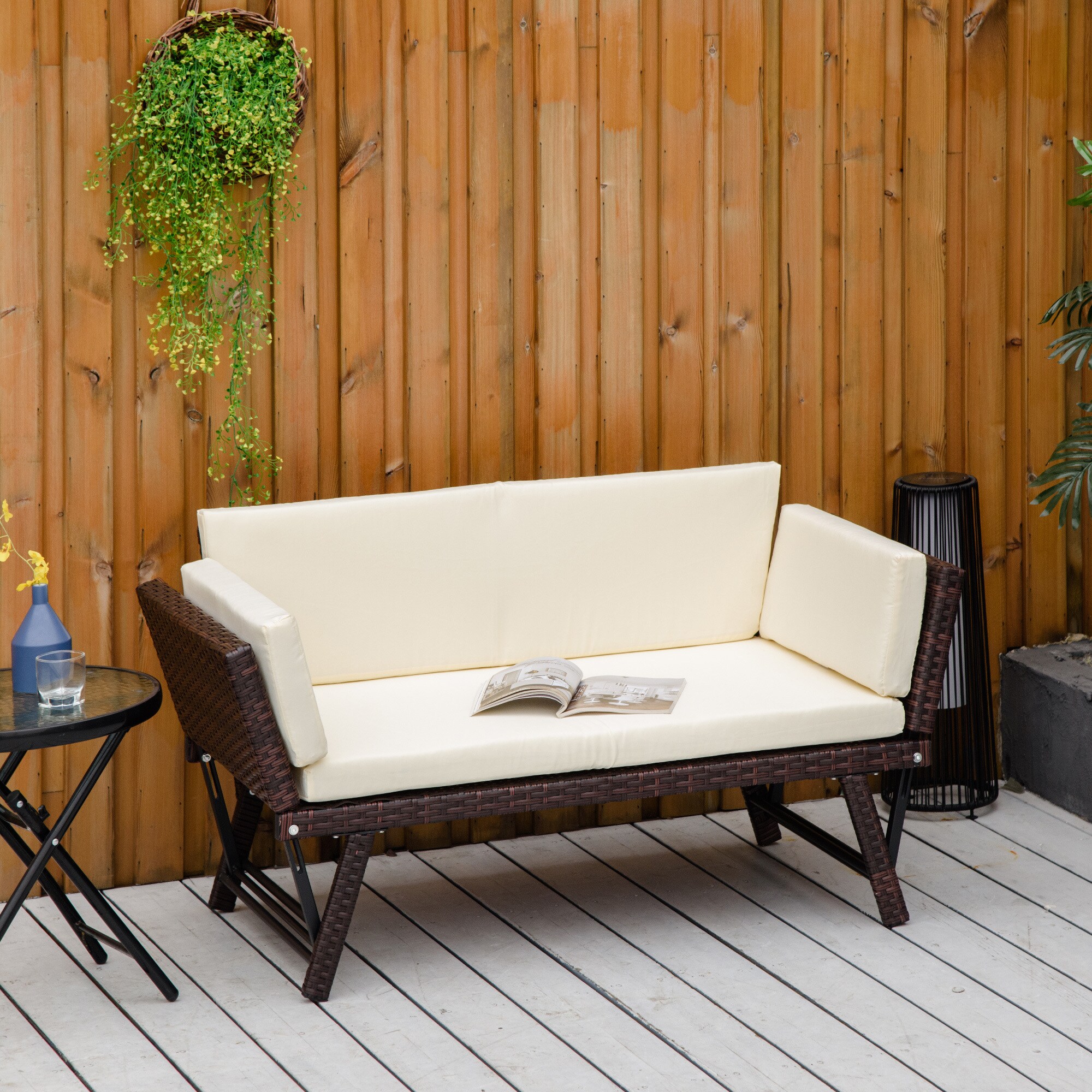 Outsunny Gartensofa mit klappbaren Armlehnen 129 x 66 x 67 cm (LxBxH)