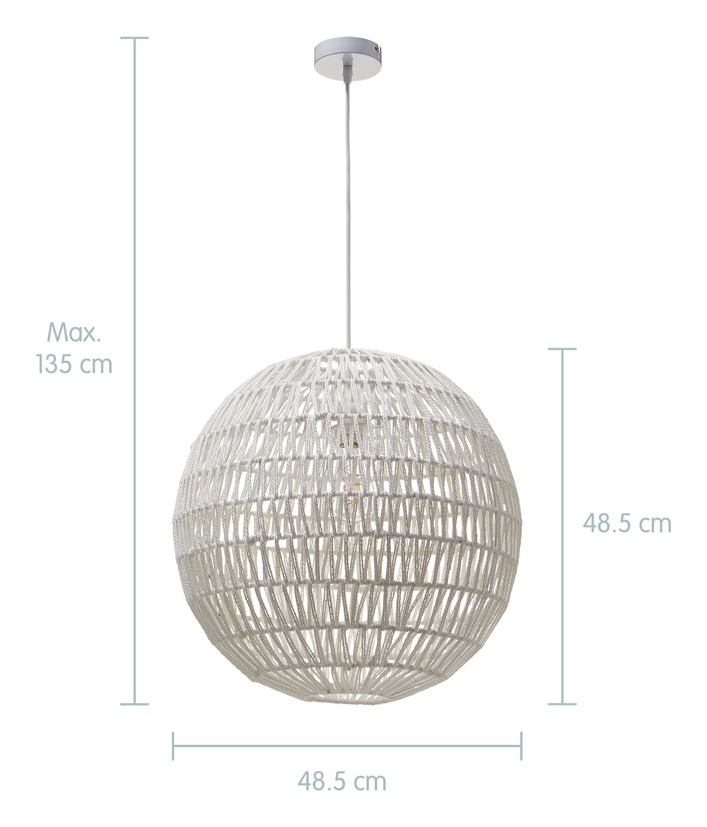 ORAZIO Hängeleuchte - Weiss / B: 48.5 cm x T: 48.5 cm x H: 135.0 cm