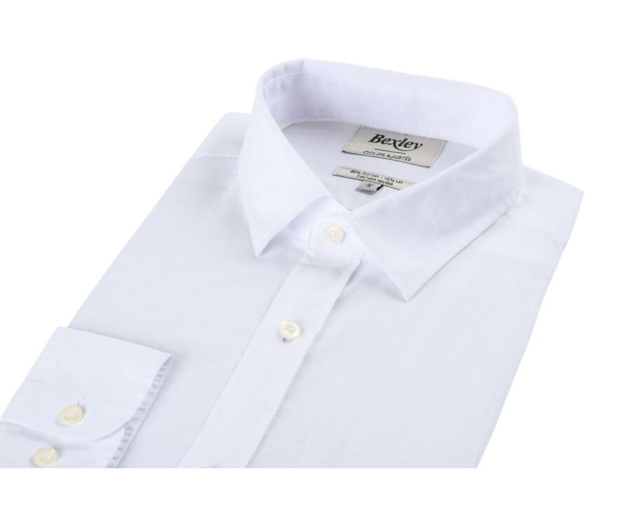 Chemise coton lin blanche unie - SILBERT