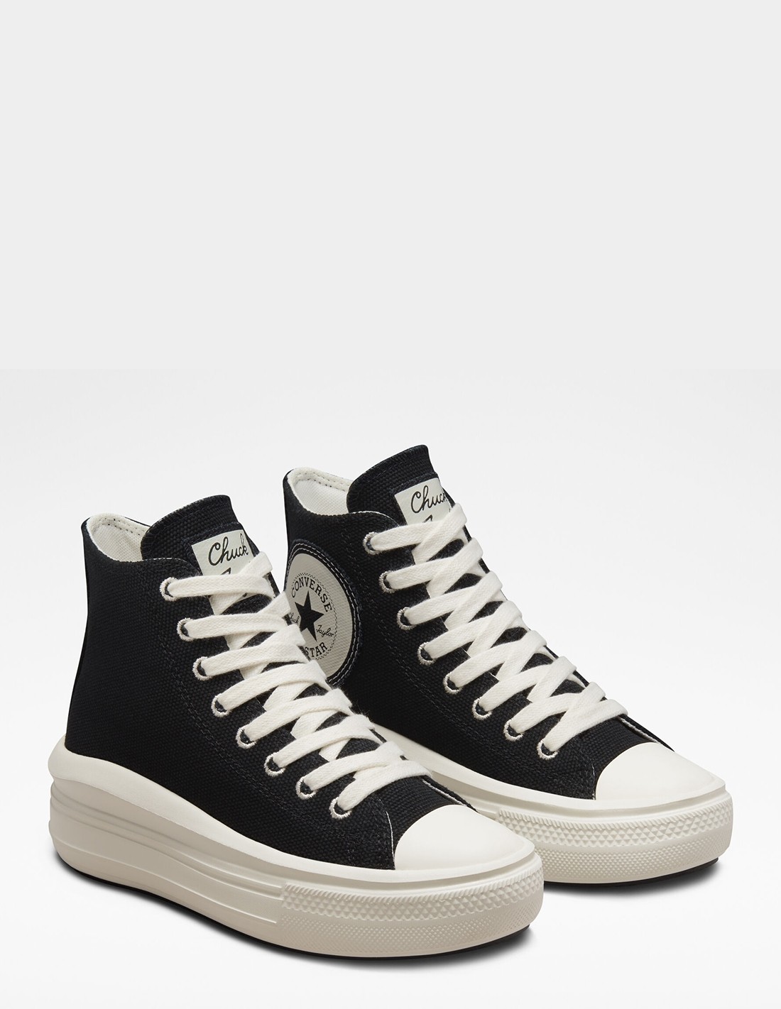 converse sneakers compensées montantes femme ctas move hi noir blanc