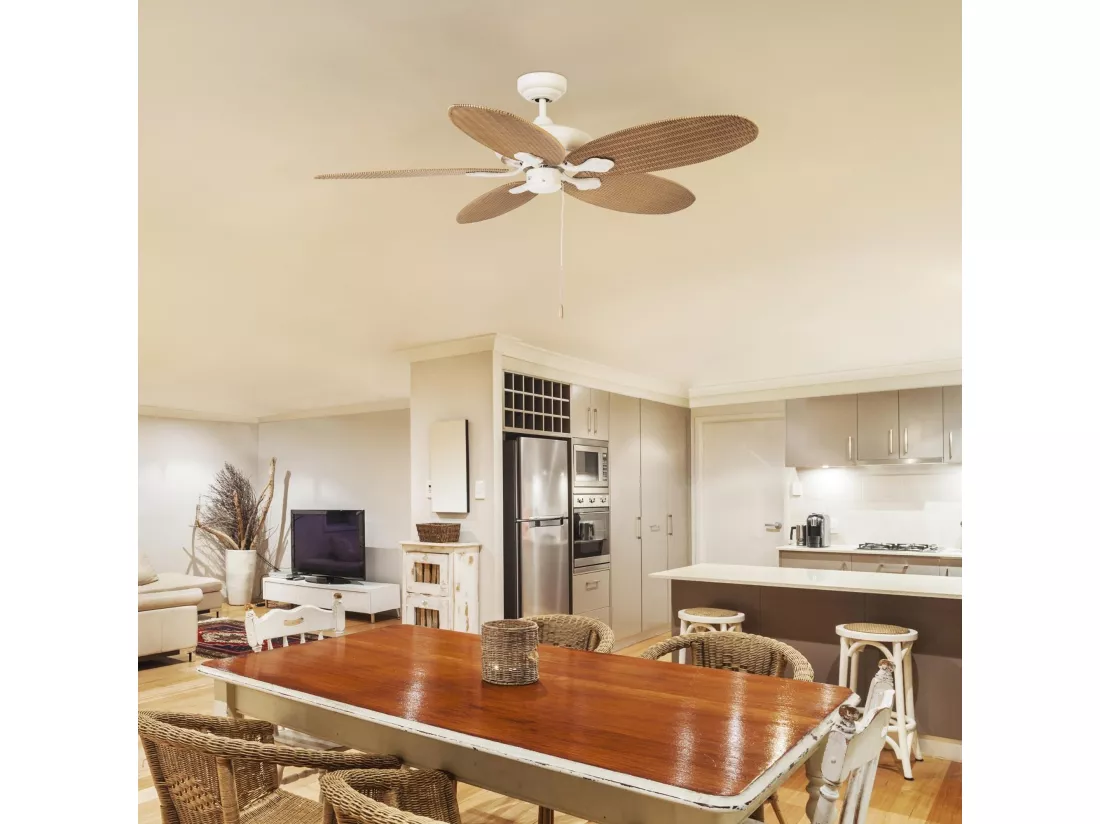 LEDS C4 Ventilateur du Plafond Ip20 Phuket Blanc Ancien Marron
