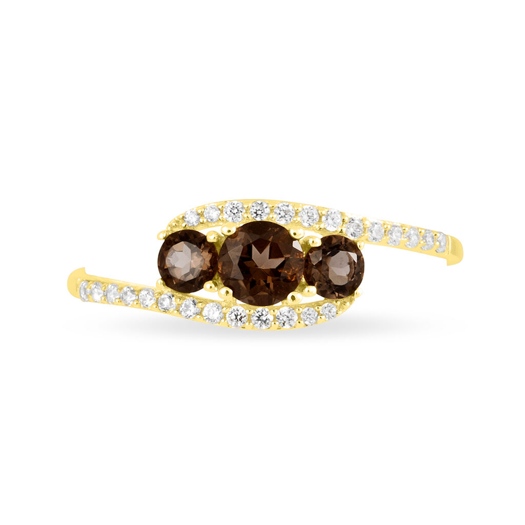 Bague Chloe Or Jaune Quartz Et Oxyde De Zirconium