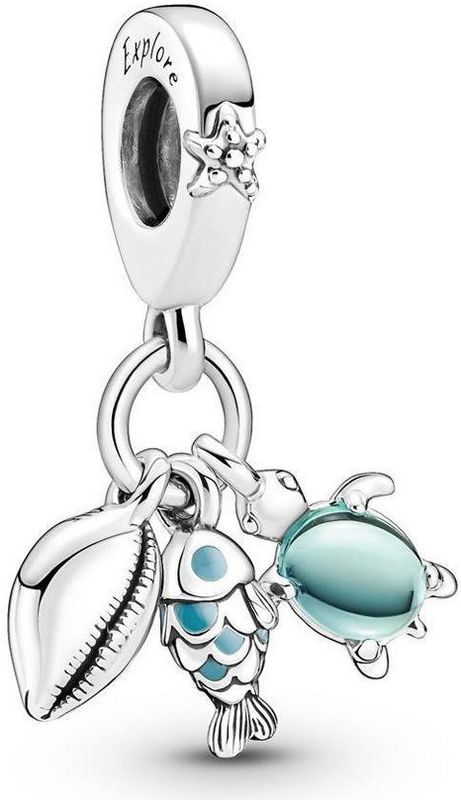 PANDORA - Moments Tropischer Seestern & Muschel Clip-Charm - Sterling Zilver - Cubic Zirkonia
