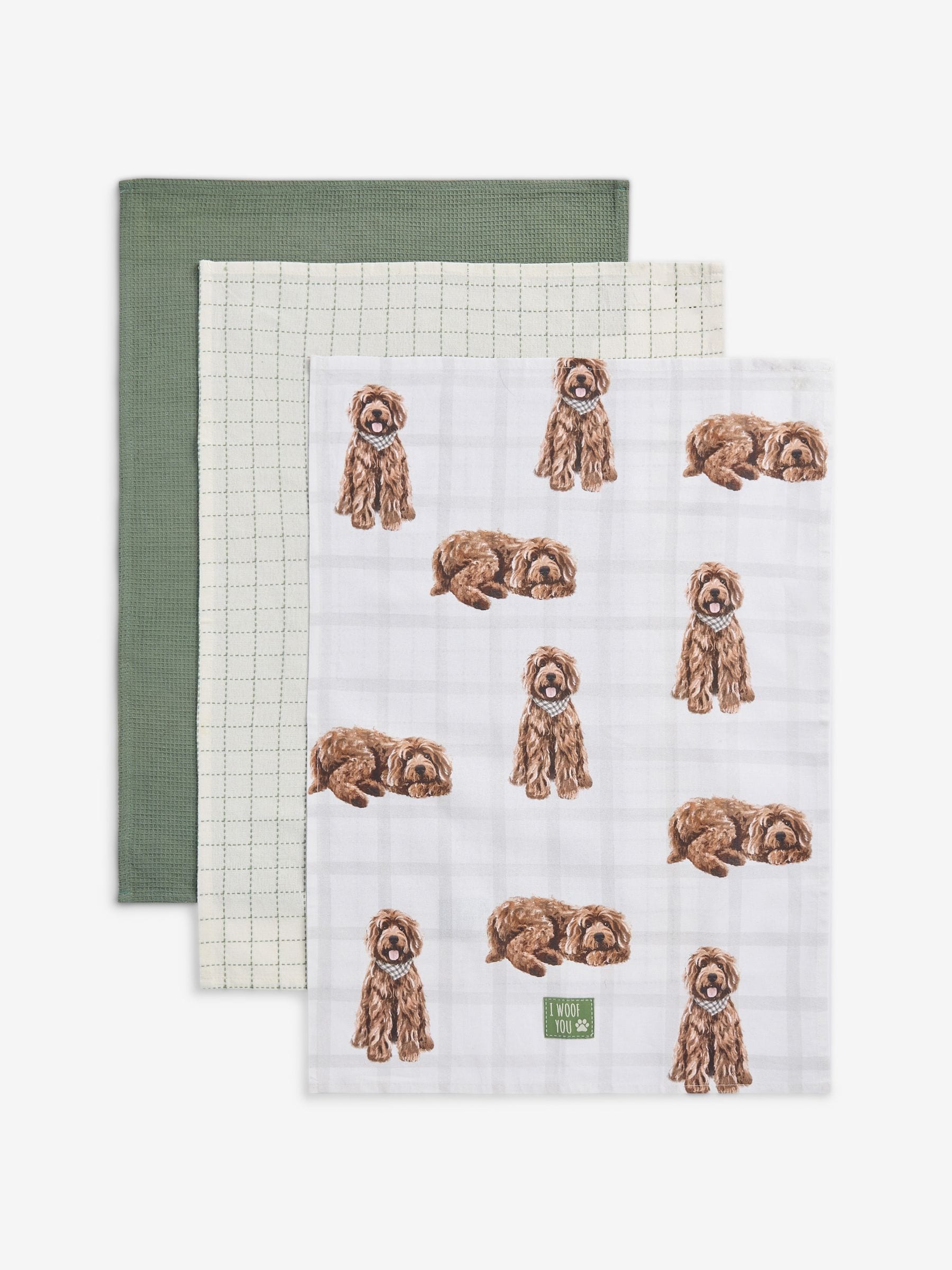 Set van 3 Louie de Labradoodle theedoeken