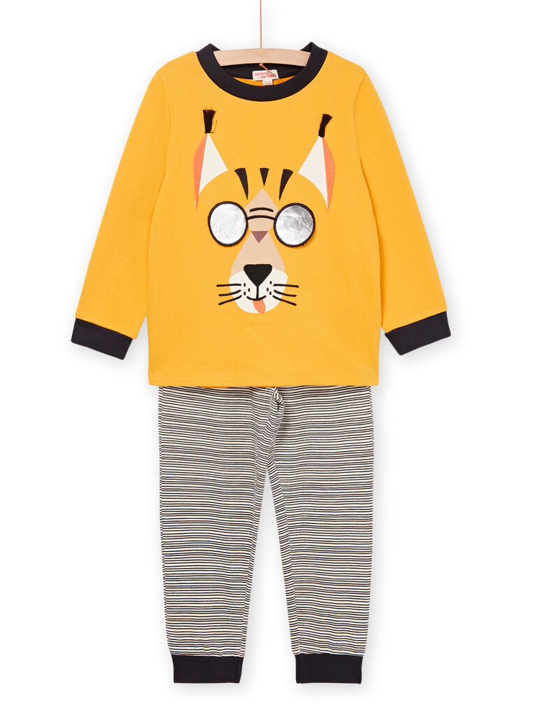 Pyjama à motif lynx et imprimé à rayures