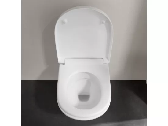 Pack WC sans bride VILLEROY ET BOCH O novo abattant frein de chute + bâti-support sol et mur Viconnect PRO + plaque Chromé mat