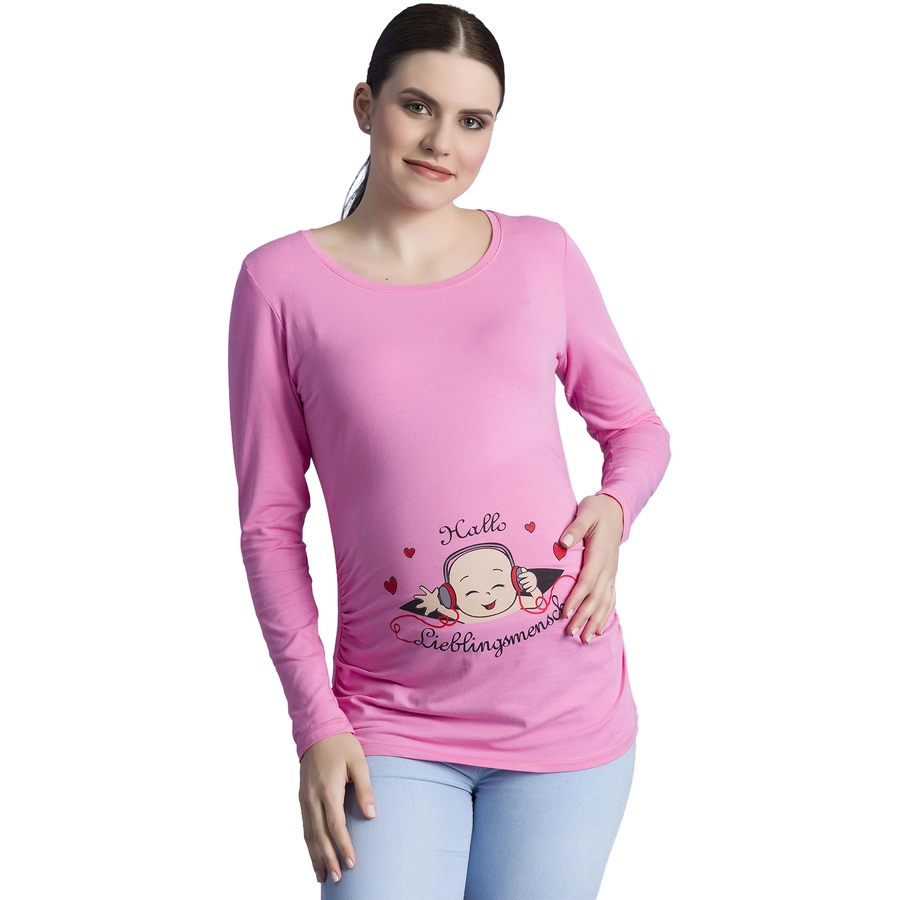 M.M.C. Umstandslangarmshirt Hallo Lieblingsmensch mit Motiv Rosa
