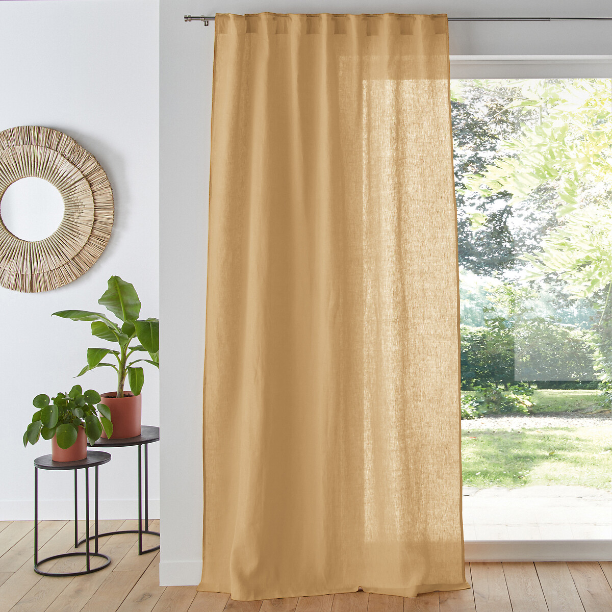 LA REDOUTE INTERIEURS<br>Cortina de linho lavado com laços ocultos Onega