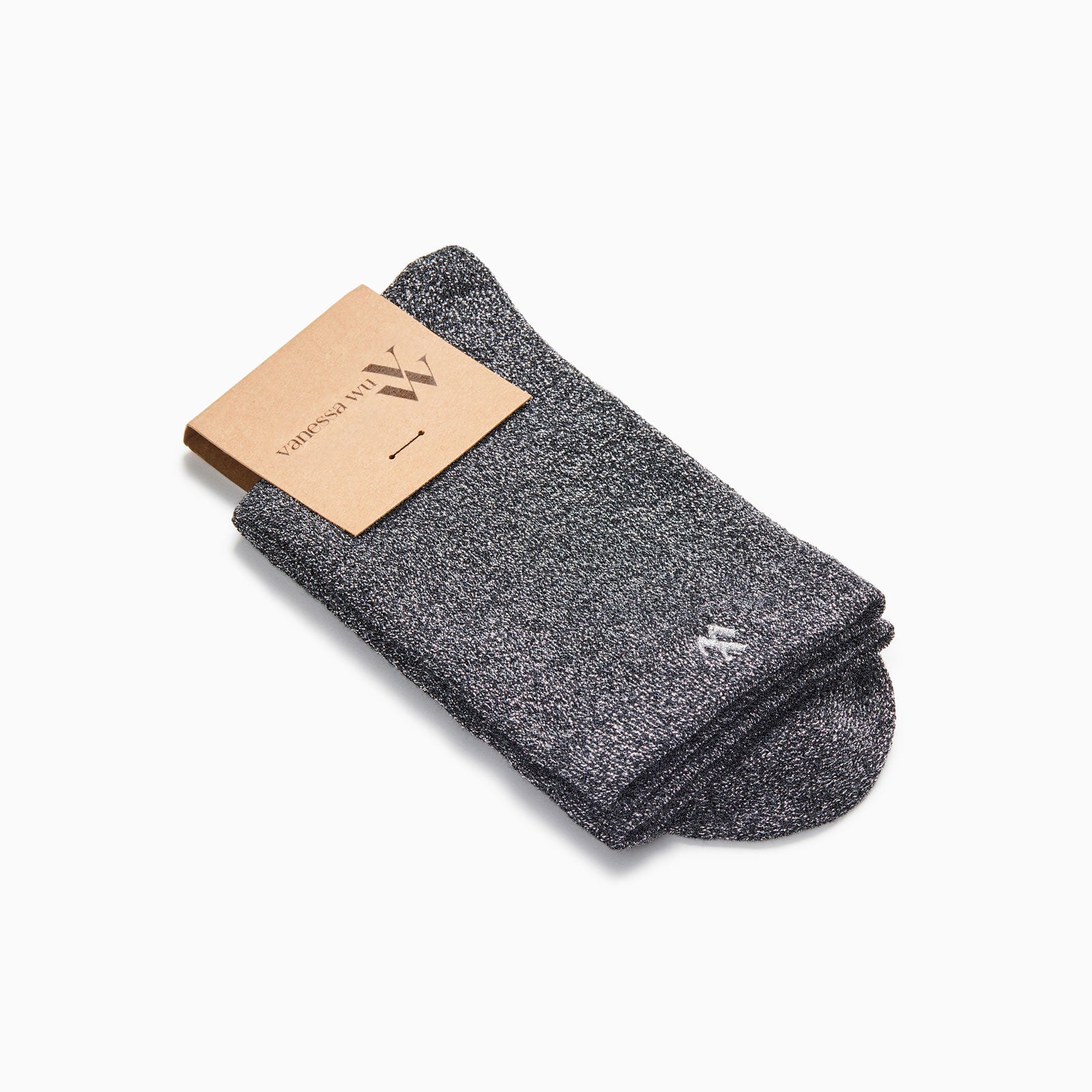 Chaussettes-Chaussettes Quinn noir et argent pailleté