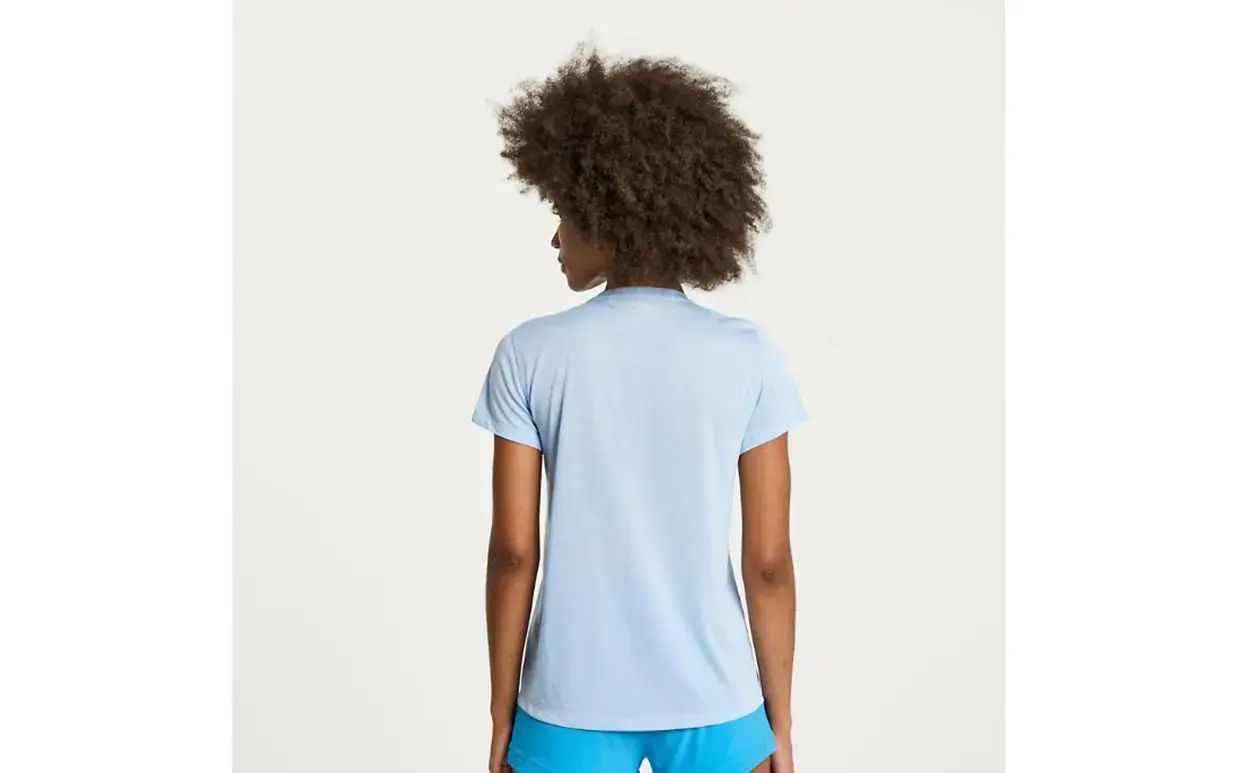 Saucony Stopwatch Hardloopshirt Korte Mouwen Lichtblauw Dames