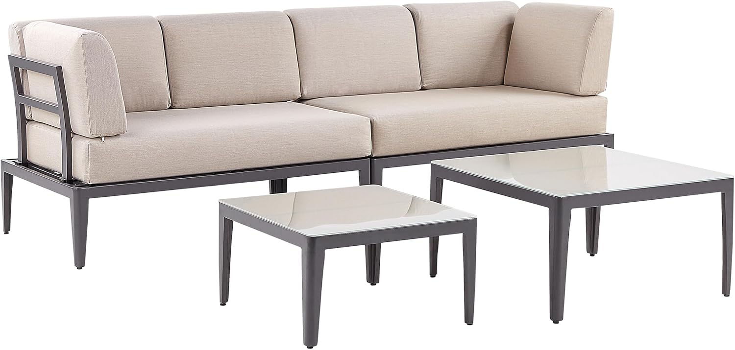 Beliani Modernes Outdoor-Lounge-Set Aluminium grau/beige für 6 Personen modern Rima III