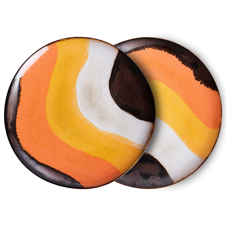 HKliving 70's Ceramic dinerbord Ø29 set van 2 mineral