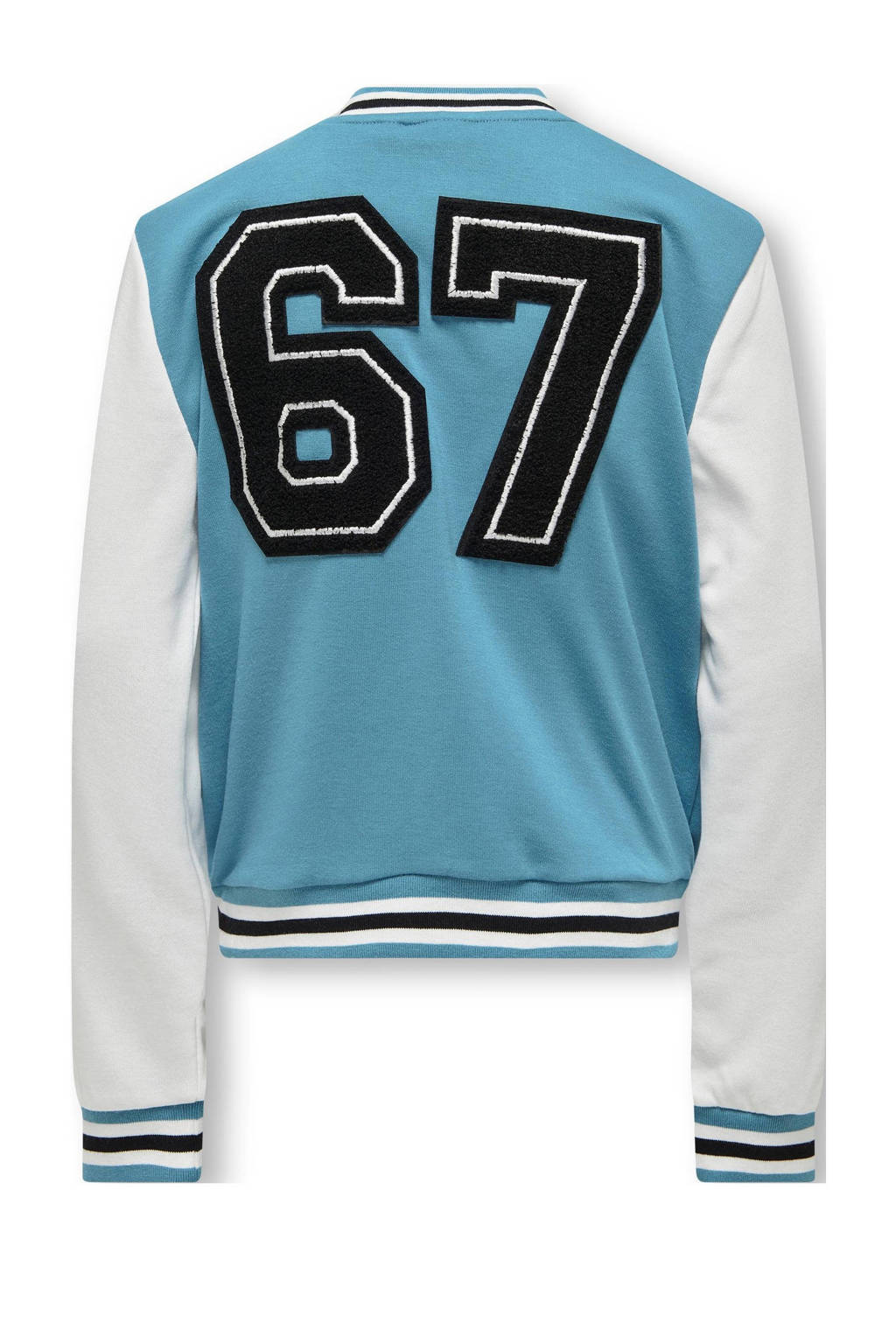 ONLY baseball jacket met tekst blauw/wit