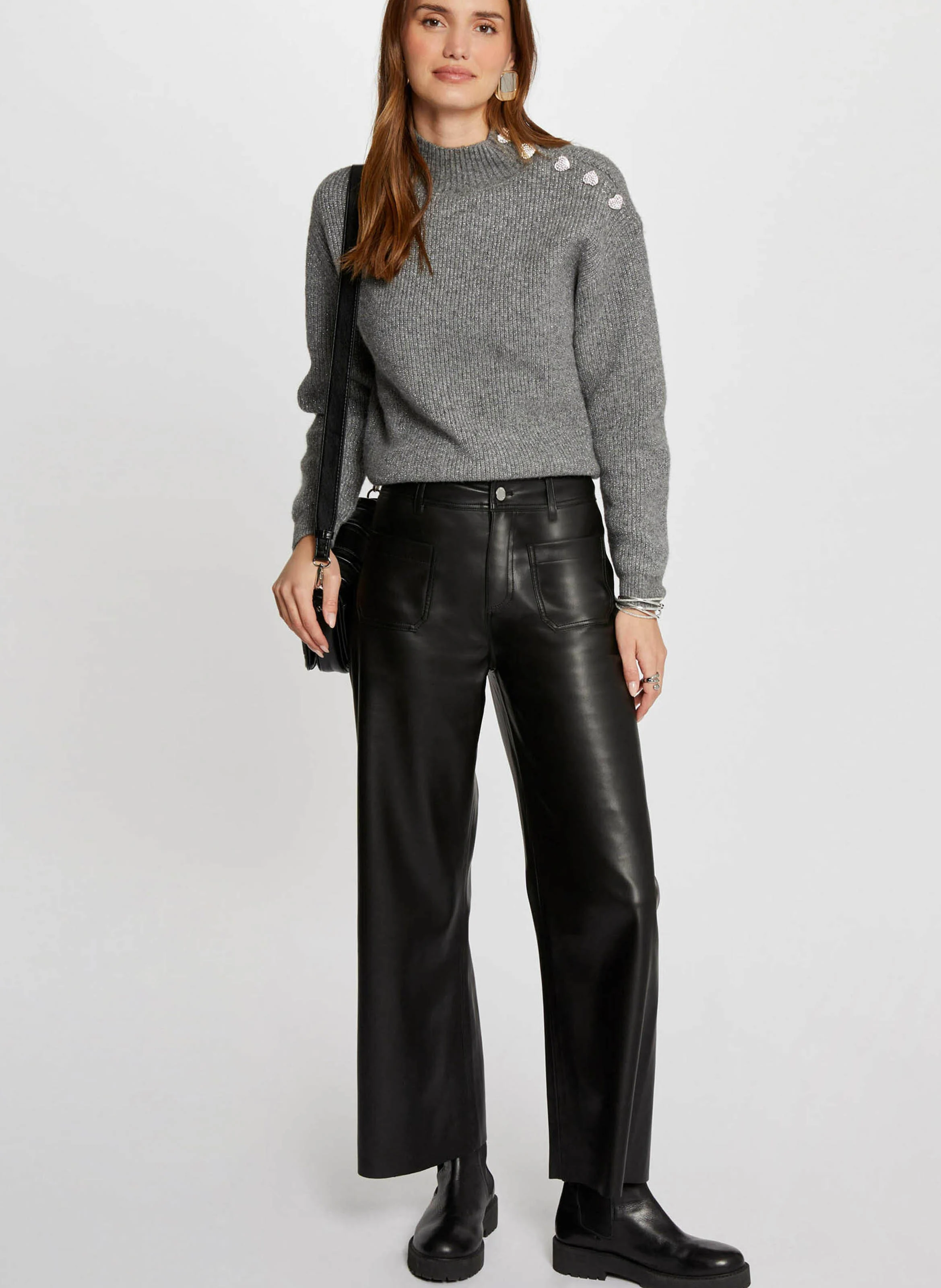 MSTORI - Pull droit col montant | Gris