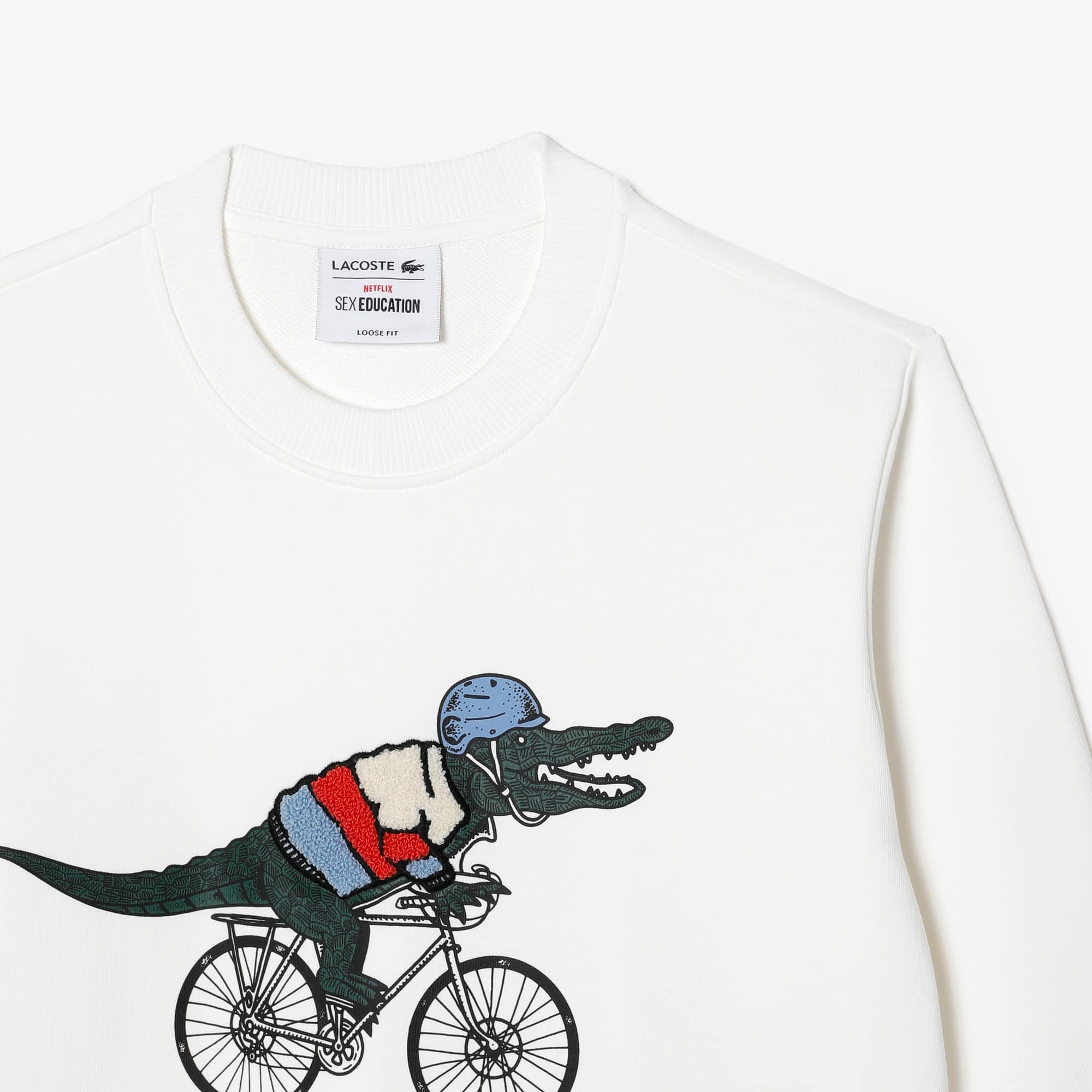 Sweatshirt femme Lacoste x Netflix loose fit molleton de coton biologique Sweatshirts - Blanc - Lacoste - Femme