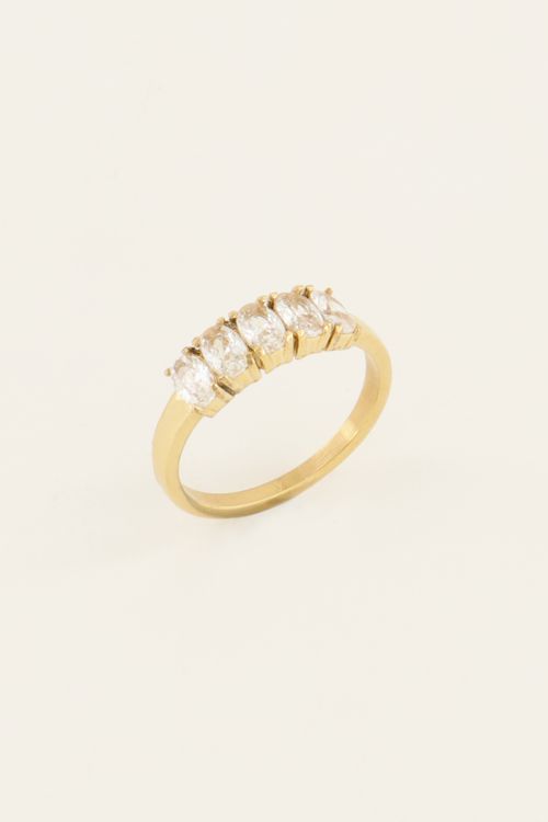 Cocktail statement ring met transparante stenen