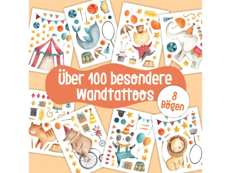 Papierdrachen Wandtattoo-Set Zirkus Wandsticker für Kinder
