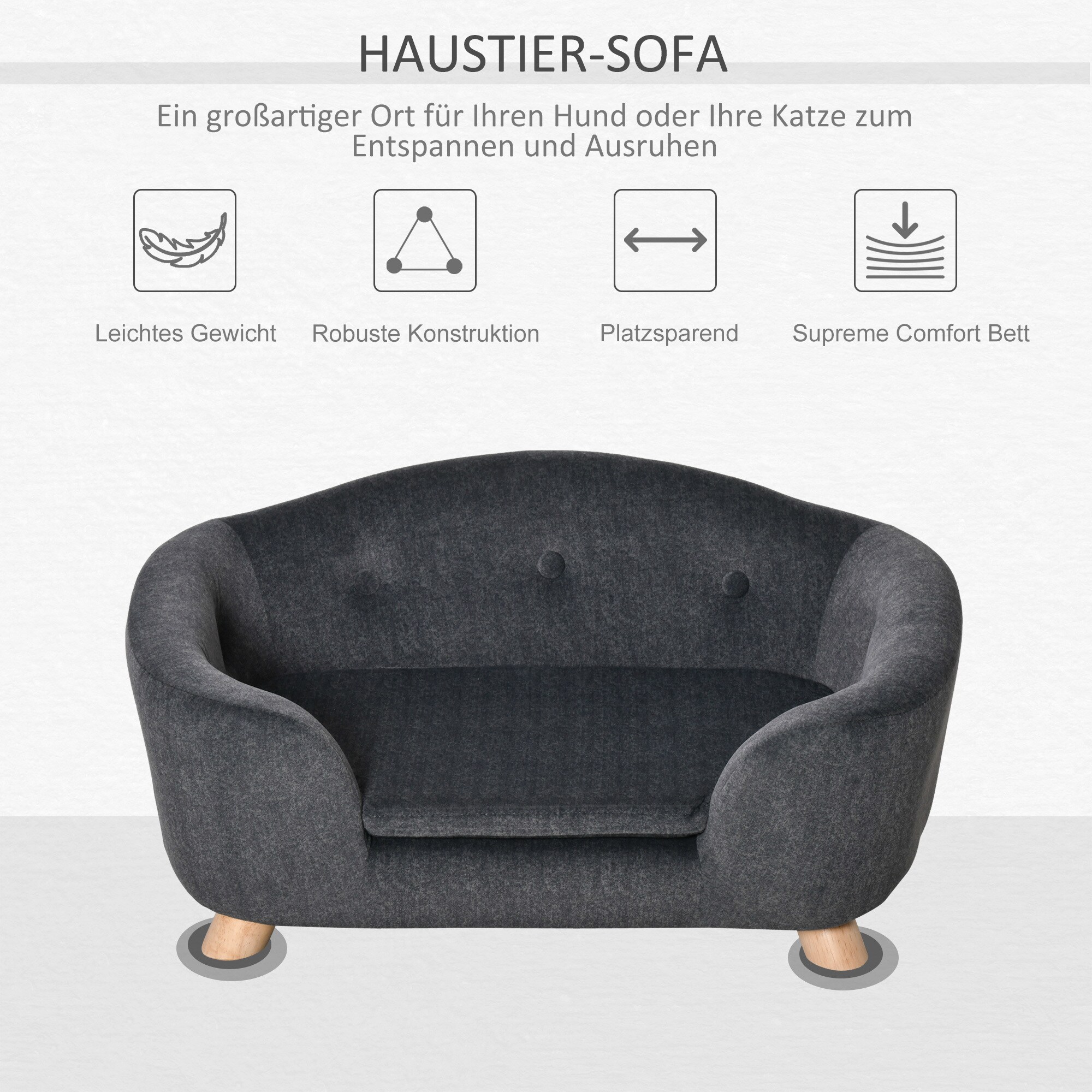 PawHut Hundebett mit Kissen 70B x 47T x 30H cm