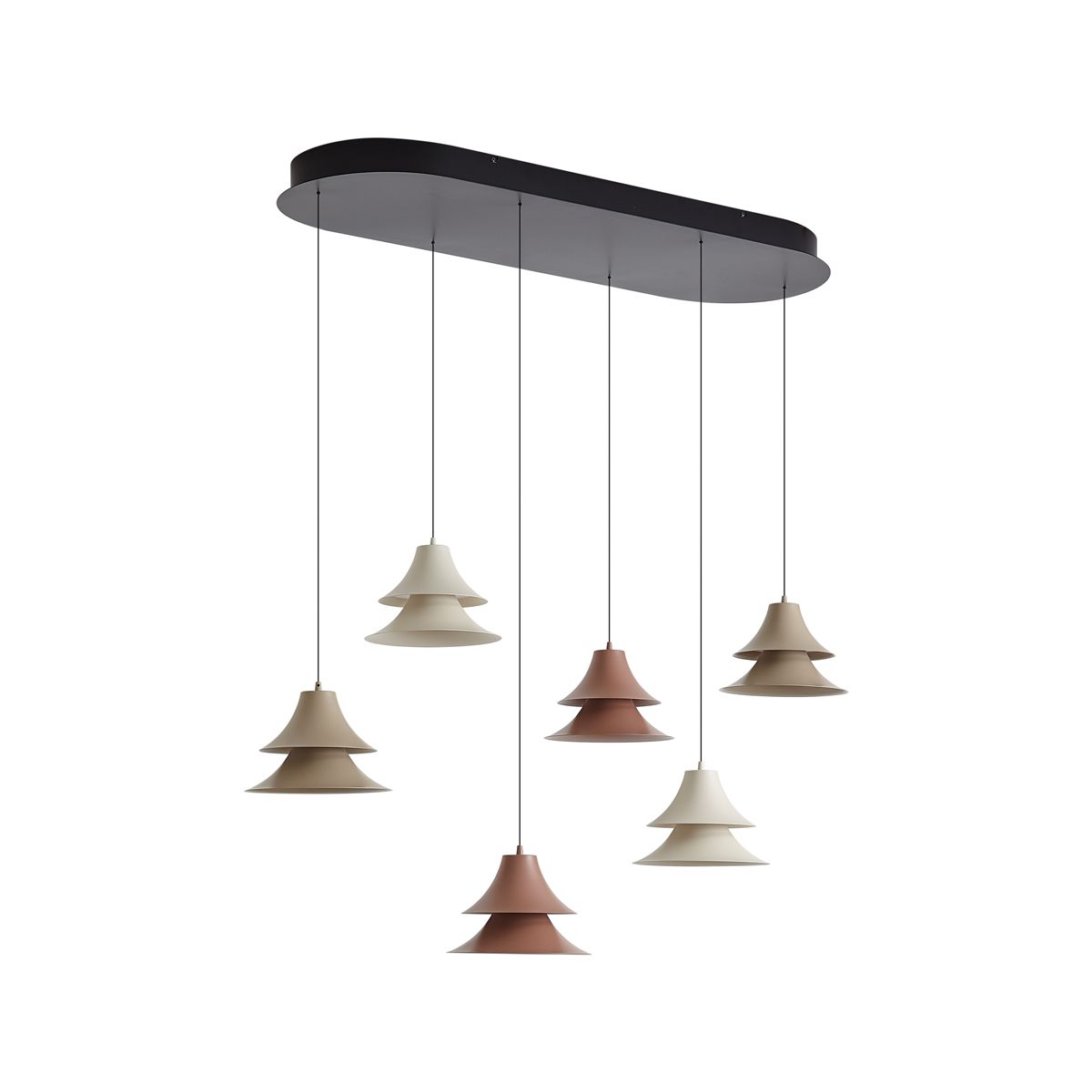Hanglamp multicolor met ovale plafondplaat incl. LED dimbaar 6-lichts easylift - Witch