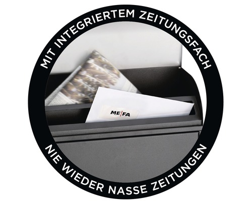 MEFA brievenbus, gepoedercoat staal, BxHxD 352/450/160 mm, Parelmoer 872, verkeerswit RAL 9016, glanzend, met geïntegreerd krantenvak