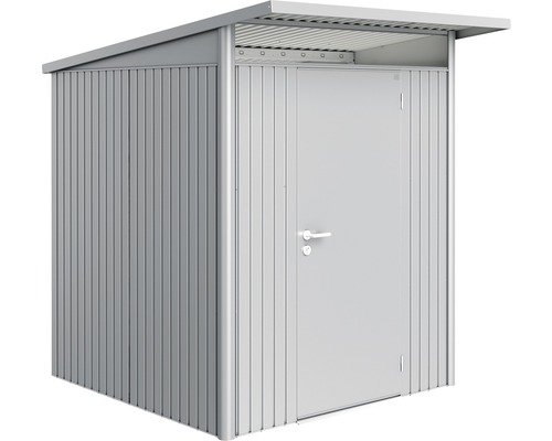 Biohort AvantGarde tuinhuis met enkele deur, maat A1, inclusief planken en gereedschapshouders, 180 x 220 cm, zilver-metallic