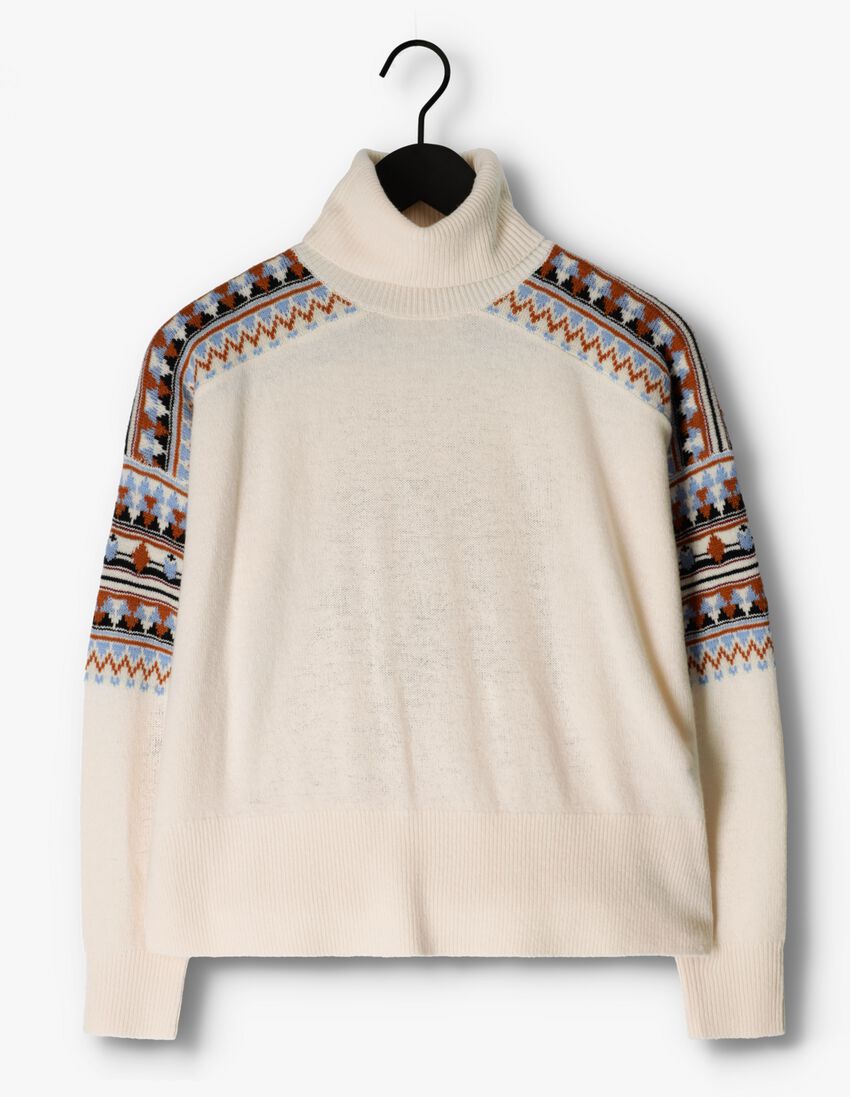 SCOTCH & SODA gebroken wit scotch & soda coltrui fair isle roll neck wool-blend pullover