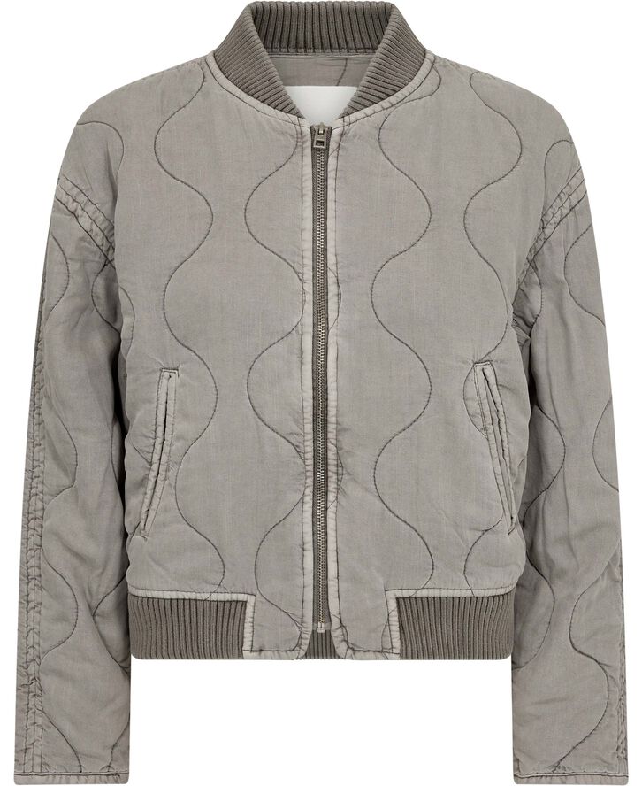 MANGO Quilted bomber jacket Lt pastel grey
