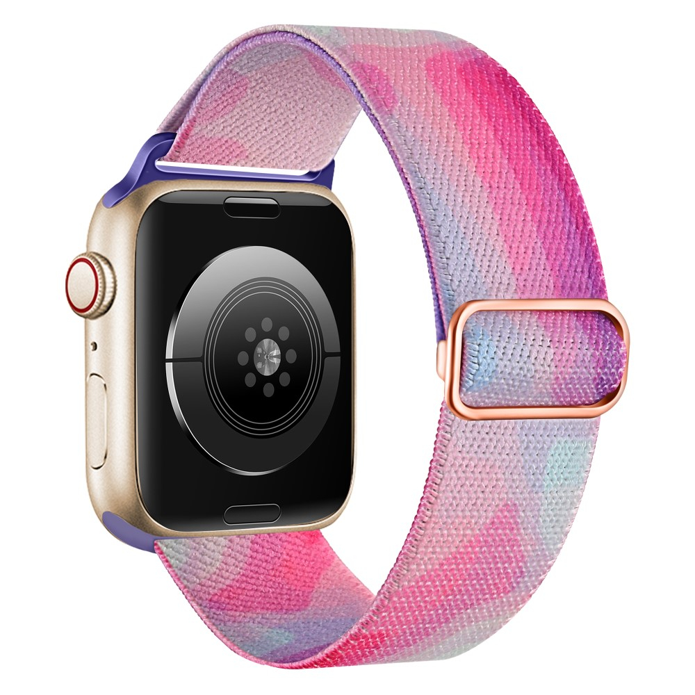 Apple Watch (49/46/45/44 mm) Elastisches Nylon Gummi Armband (Gelenkumfang: 150-220mm) - Weiss / Pink / Violett