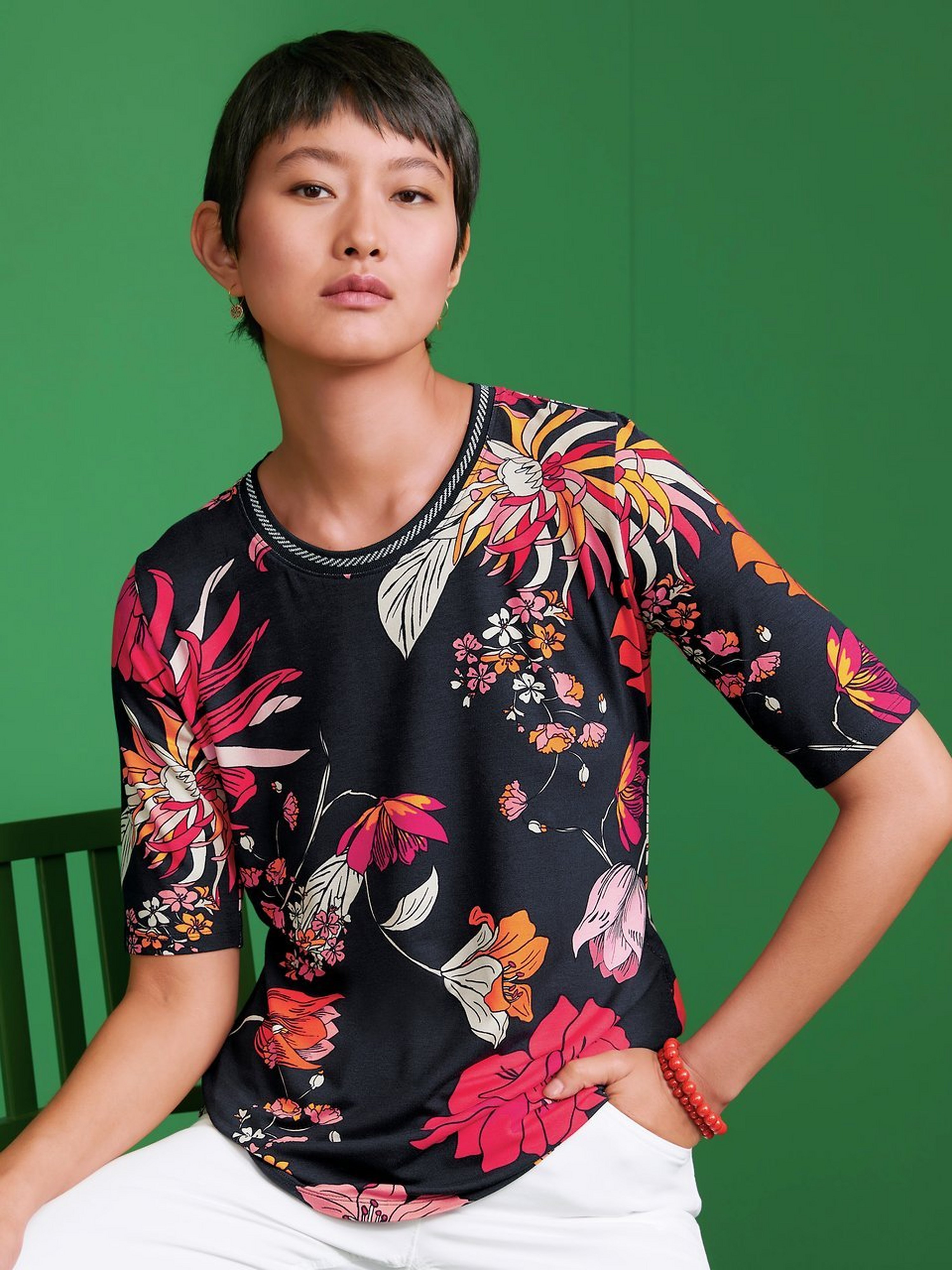 Rundhals-Shirt mit 1/2-Arm