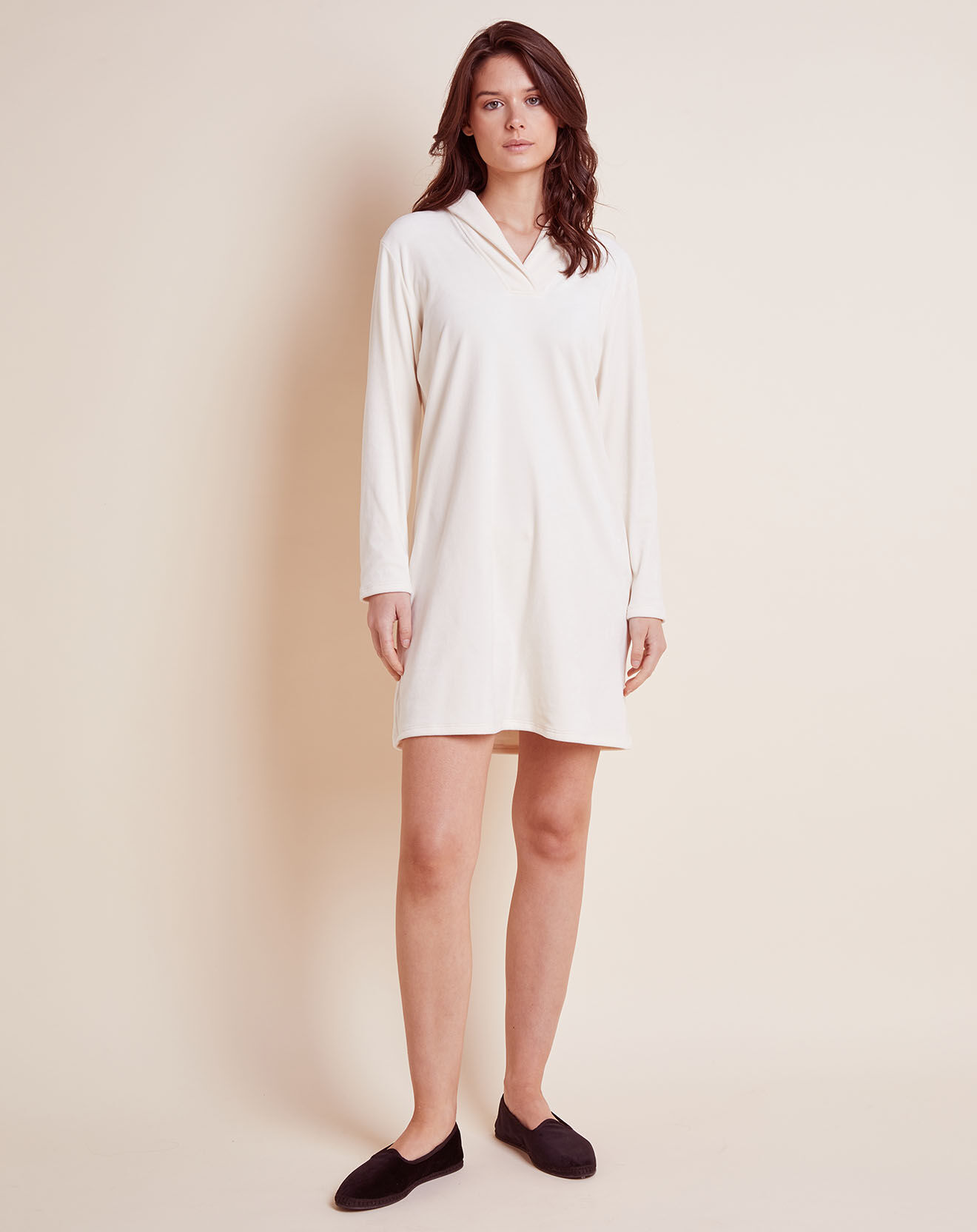 Le Chat Chemise de nuit en Velours Paola écrue