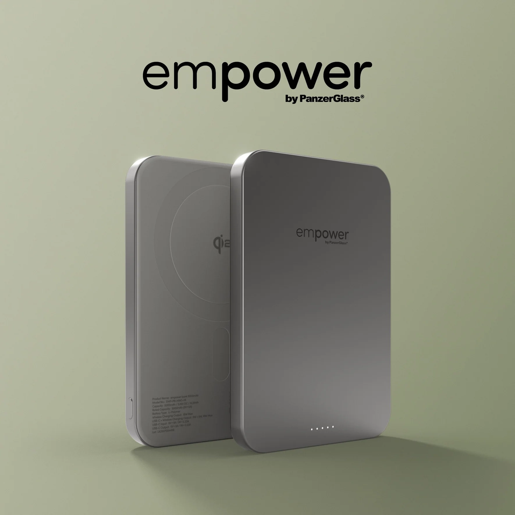 empower (20W) 5000mAh Powerbank USB C Ladegerät MagSafe Qi2 Wireless Charger PD (EM82419) - Titanium