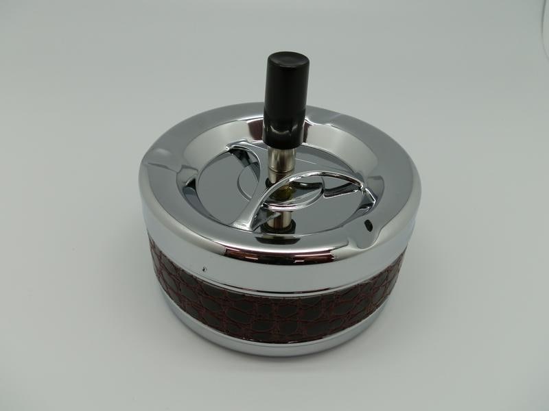 Dameco Aschenbecher mit Schleuderdeckel, Braun/Silber Drehascher aus Metall
