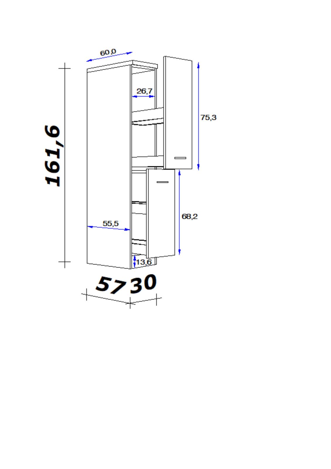 Demi-Apotheker-Schrank RISENTO - anthrazit - San Remo Eiche - 30 cm
