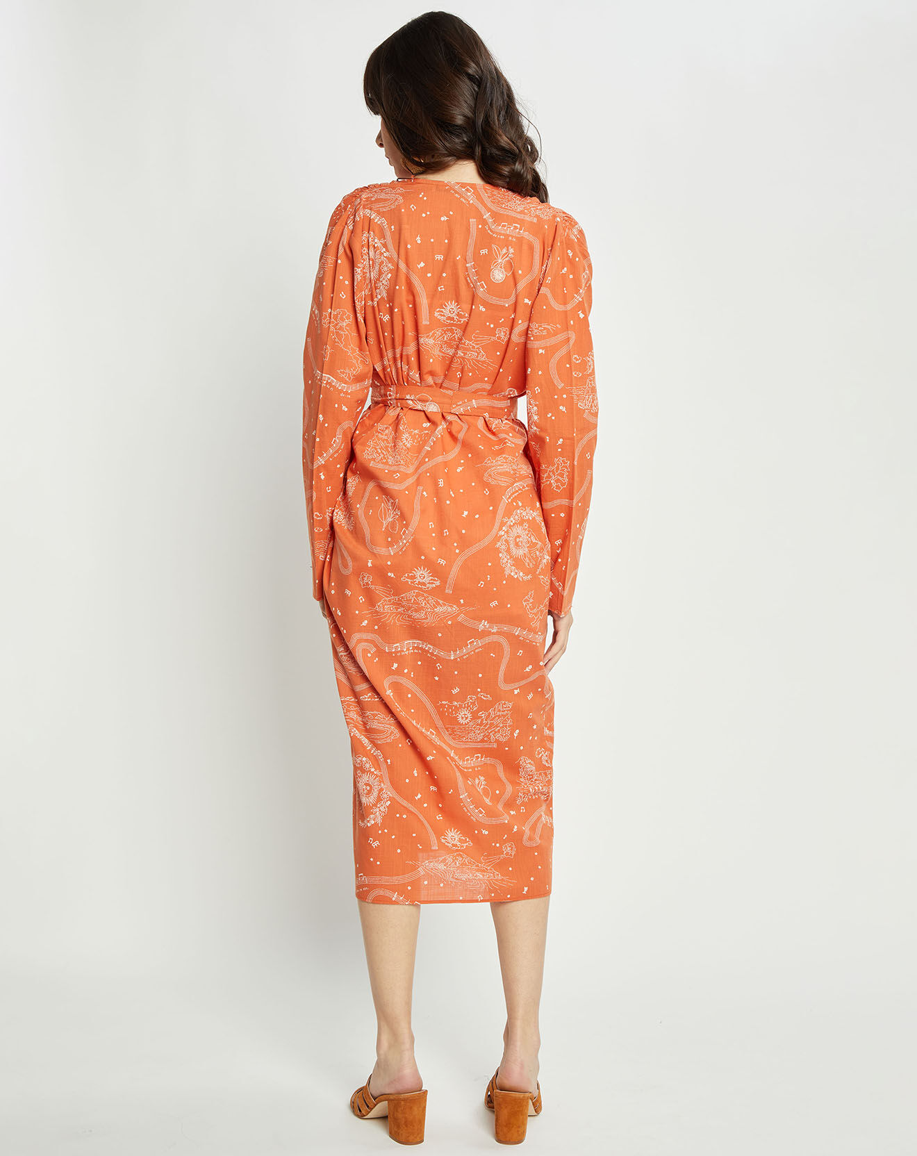 Roseanna Robe longue imprimée orange