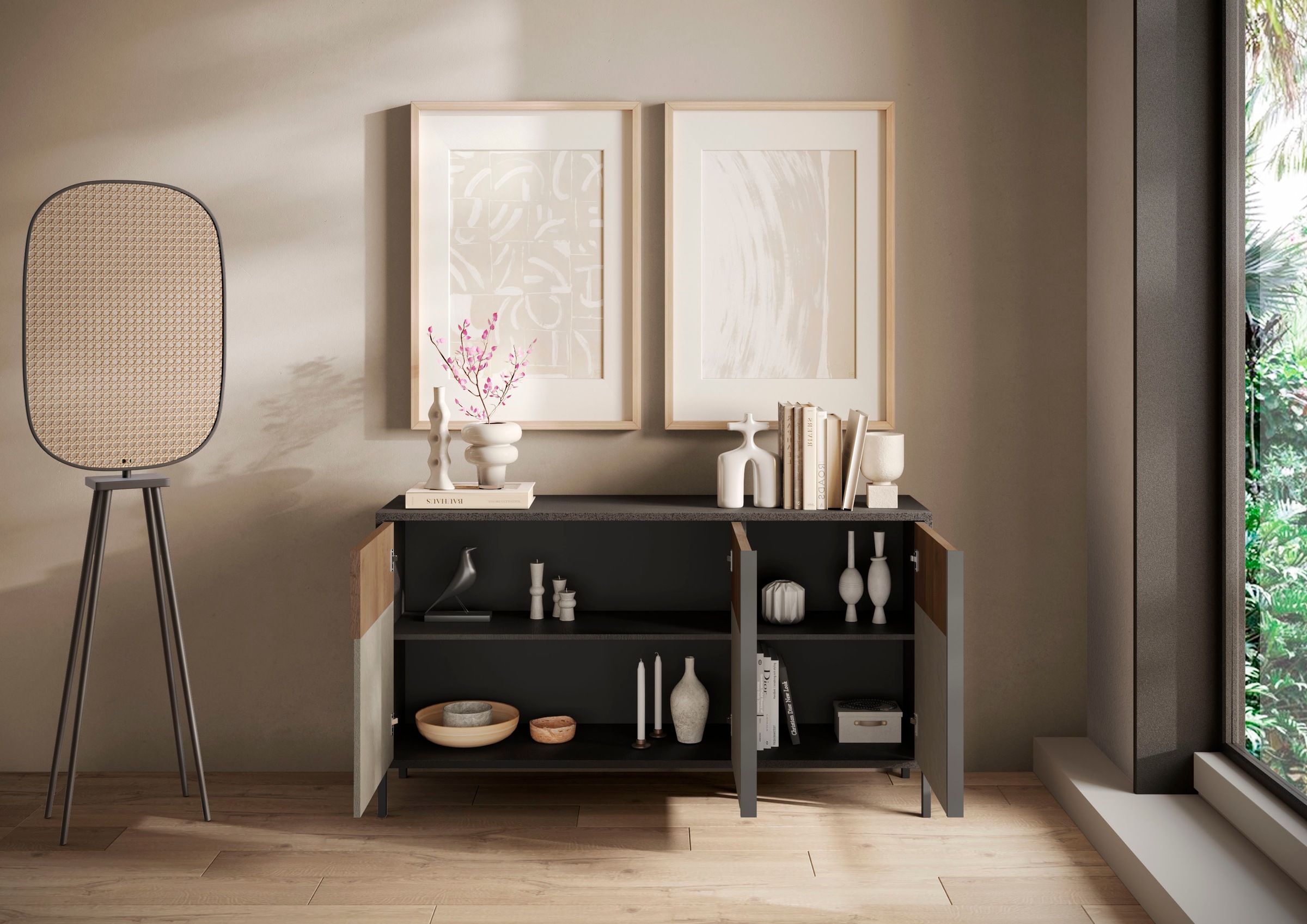 INOSIGN Sideboard »Everest Breite 156 cm, Kommode mit 3 Türen« Anrichte, Soft/Self Closing, Korpus 22 mm