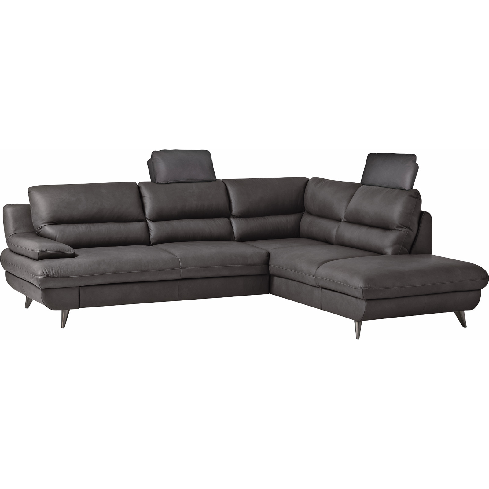 Ecksofa Pike Leder, Ottomane rechts dunkelbraun