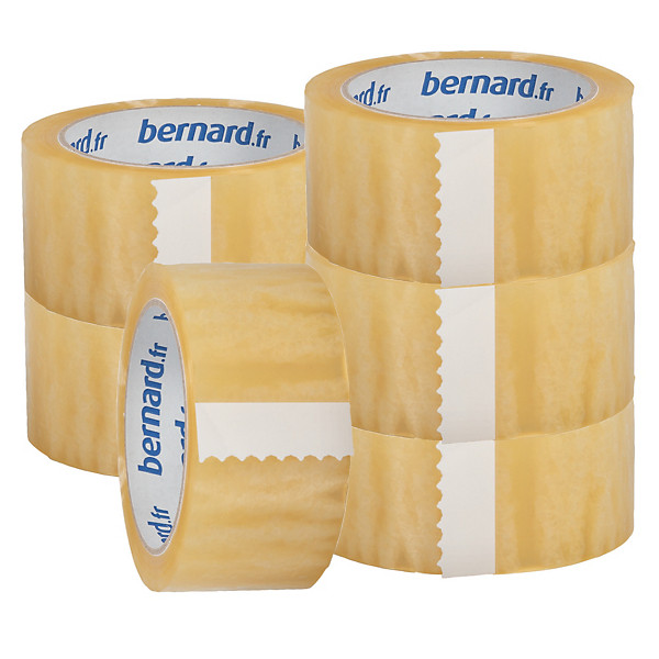 6 rubans adhésifs d'emballage PP Bernard, 48 mm x 66 m, transparent