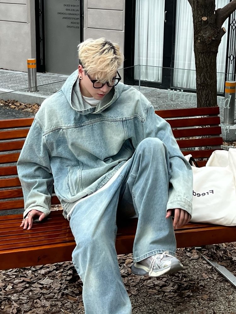 Adotuastic - Gewassen denim hoodie